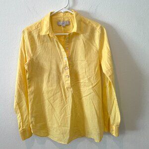 Ann Taylor Loft Women's Long Sleeves Button Up Shirt  Yellow  Size: XS